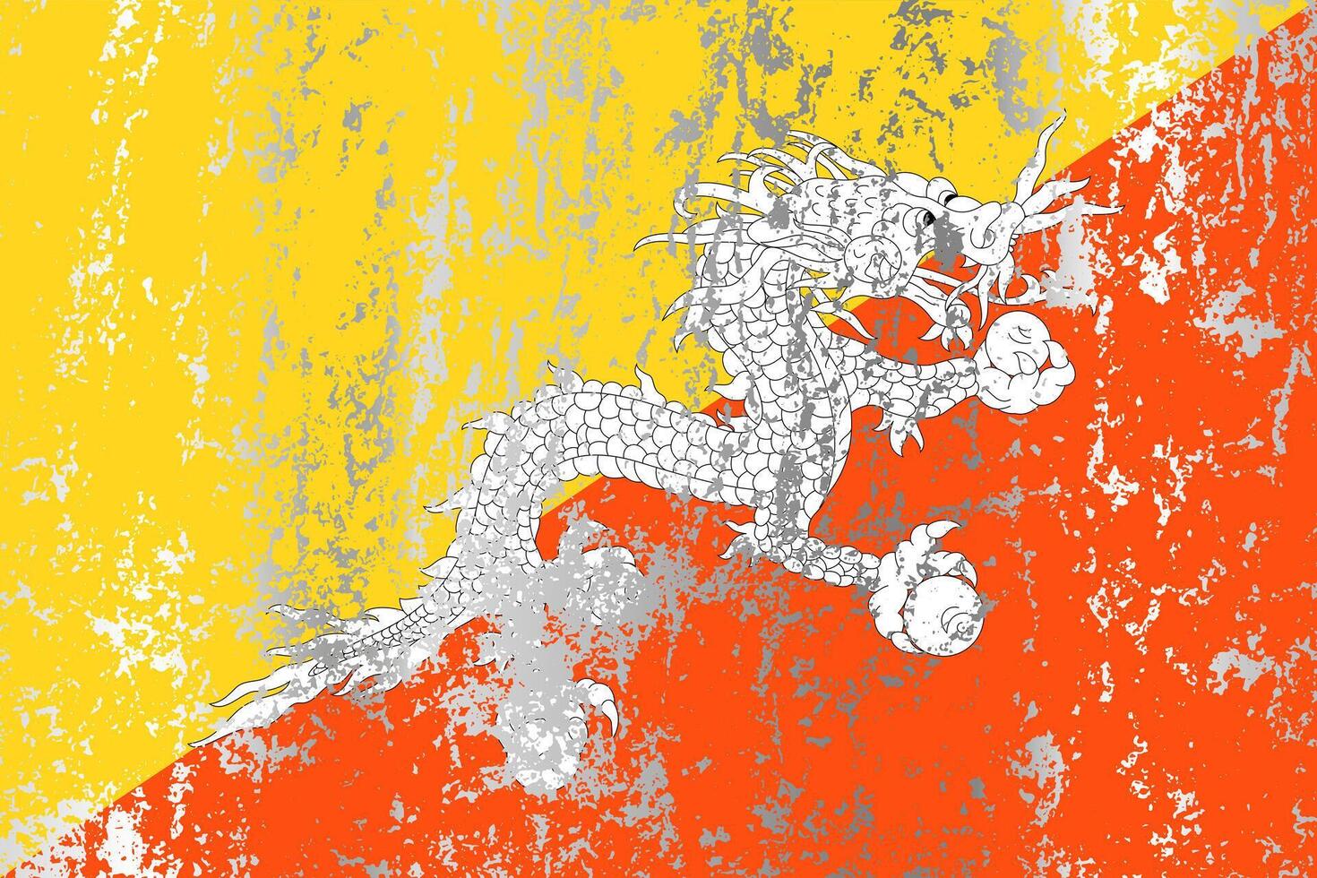 Bhutan flag with grunge effect. vector