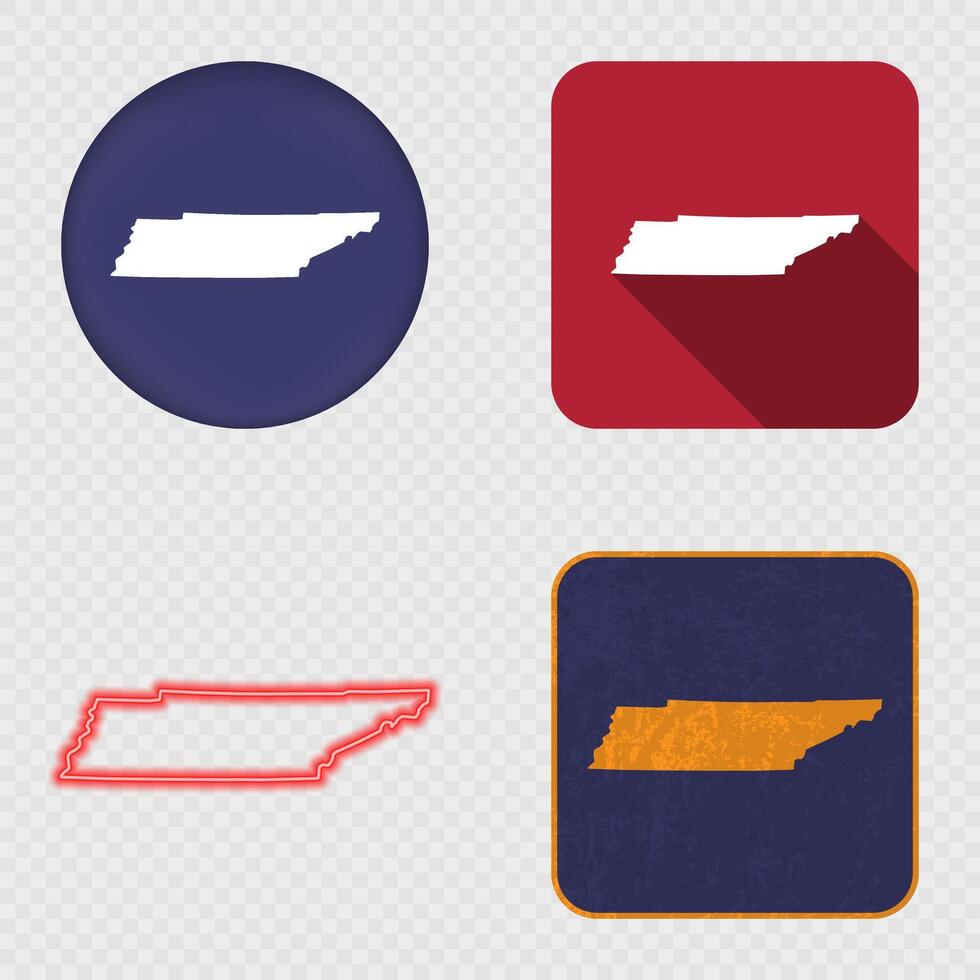 Tennessee State Map Icons Collection vector