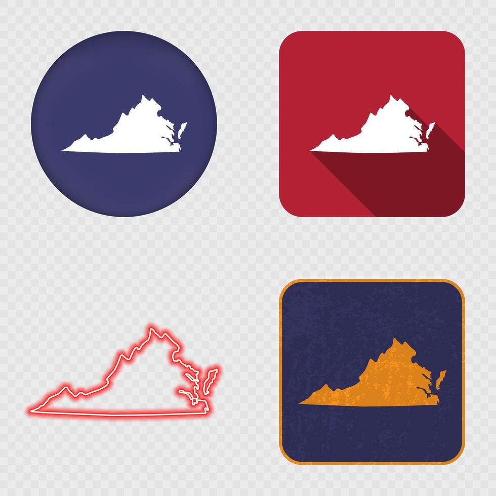 Virginia State Map Icons Collection vector