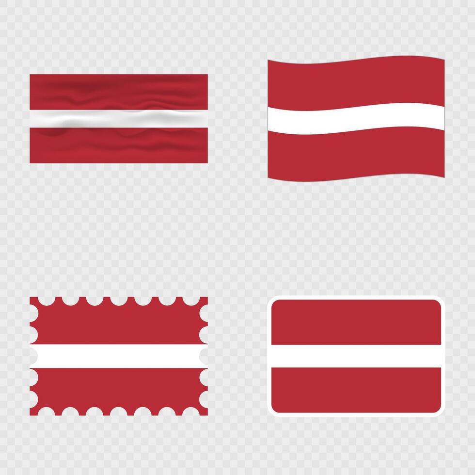 Latvia national flag in four different styles. vector