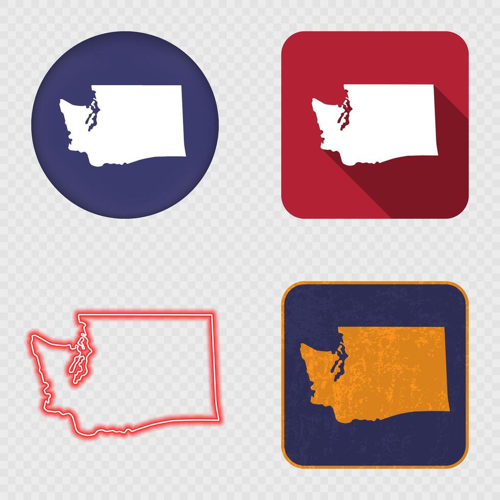 Washington State Map Icons Collection vector