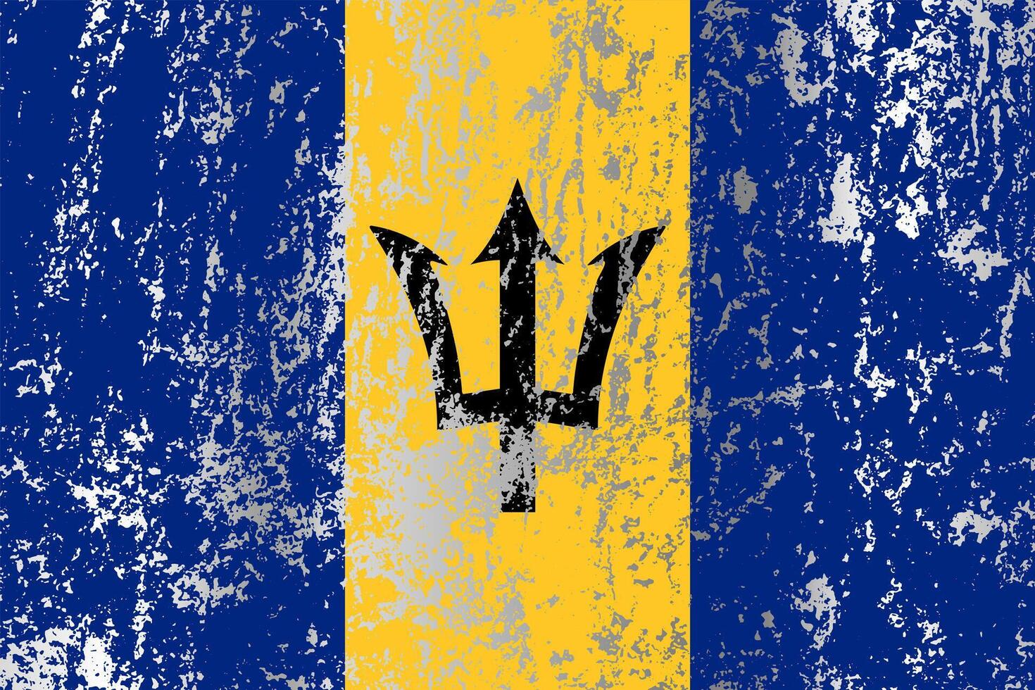 Barbados flag with grunge effect. vector