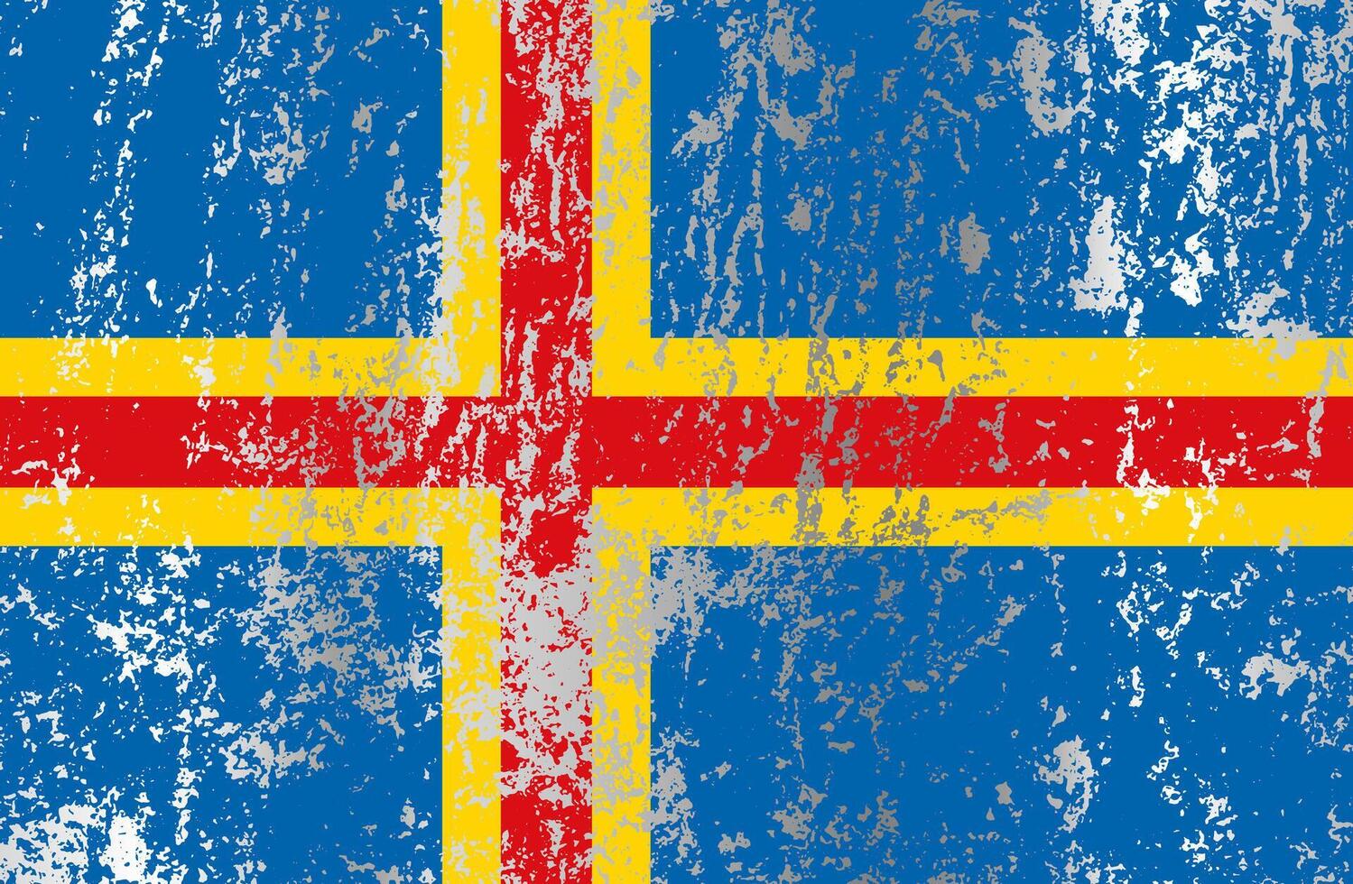 Aland flag with grunge effect. vector