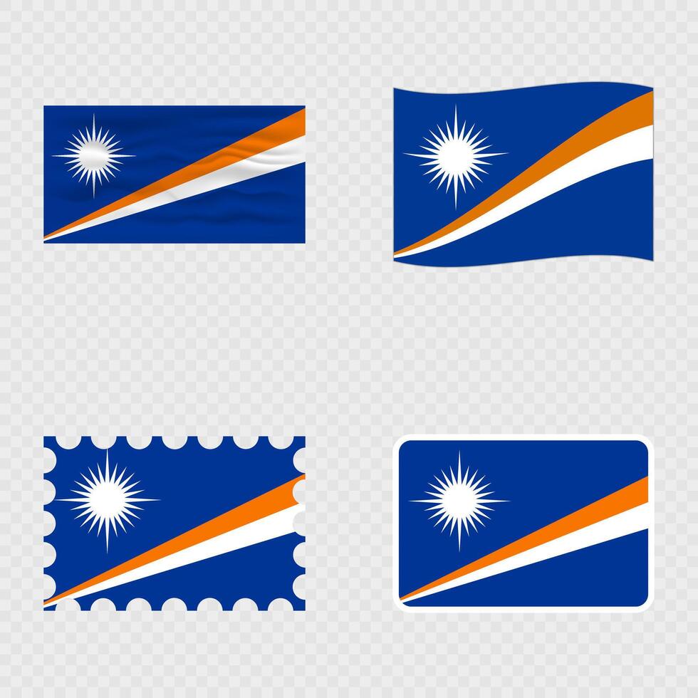 Marshall Islands national flag in four different styles. vector