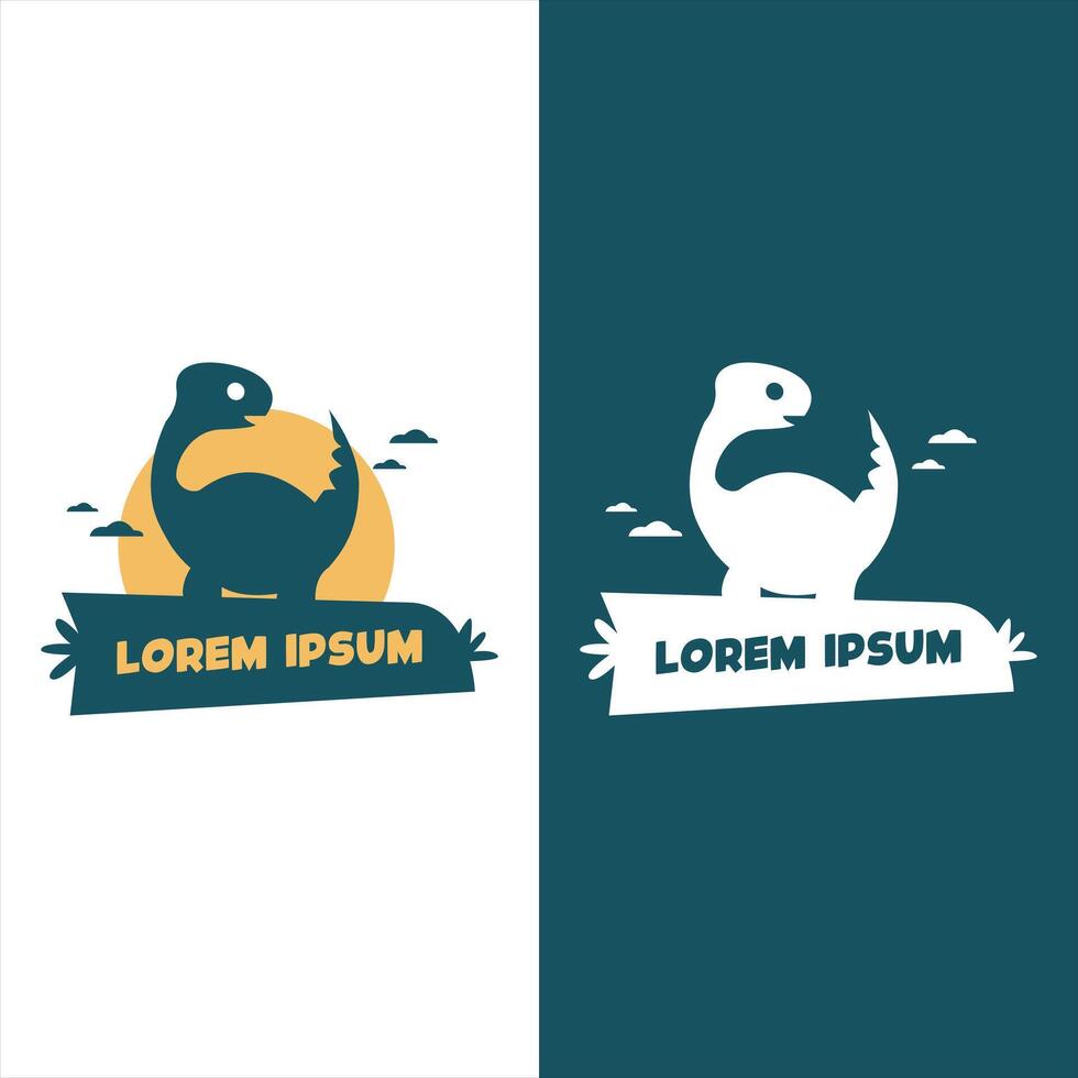 cute dino land logo design vector