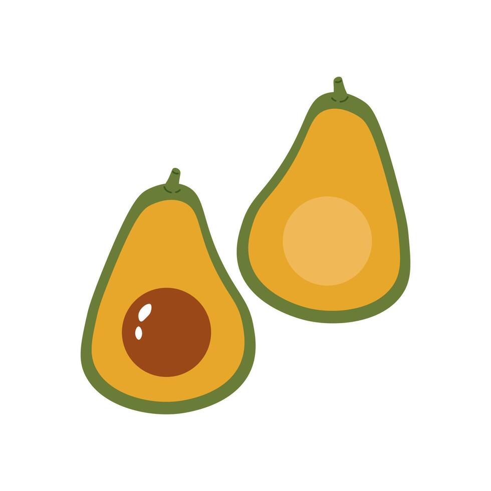 Flat style illustration of avocado, ideal for healthy eating, cooking projects, and vegetable-inspired designs. vector