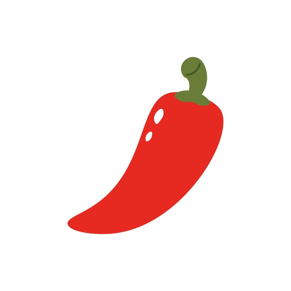 Flat style illustration of a red pepper, ideal for healthy eating, cooking projects, and vegetable-inspired designs. vector