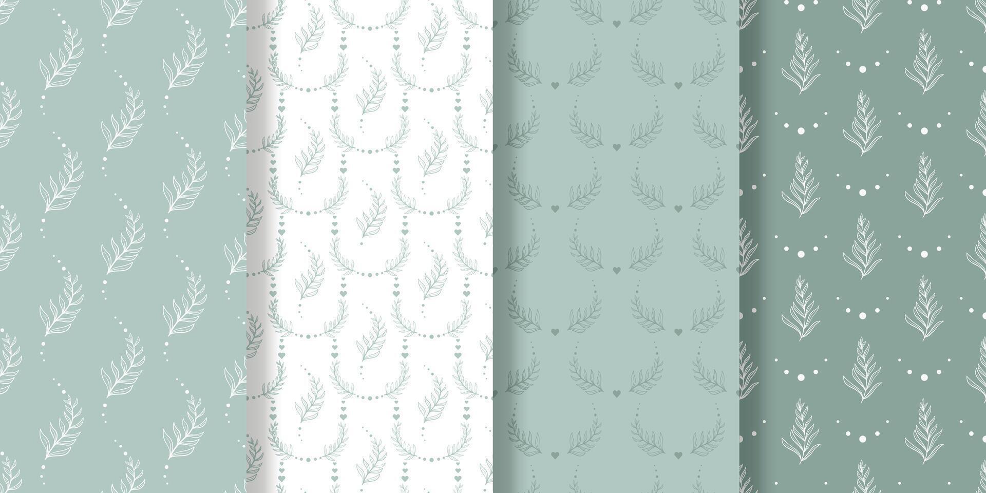 Set of prints with green foliage vector