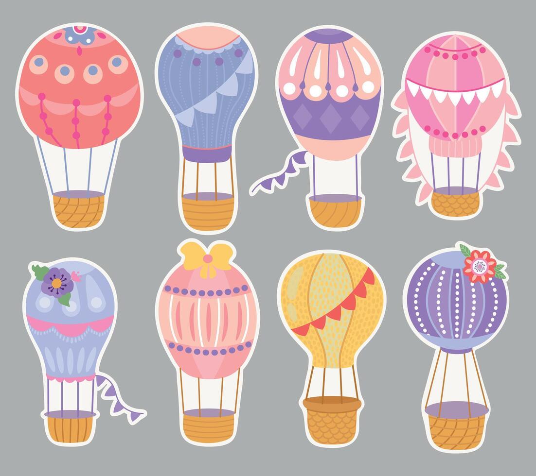 A set of balloon stickers. Hand-drawn style vector