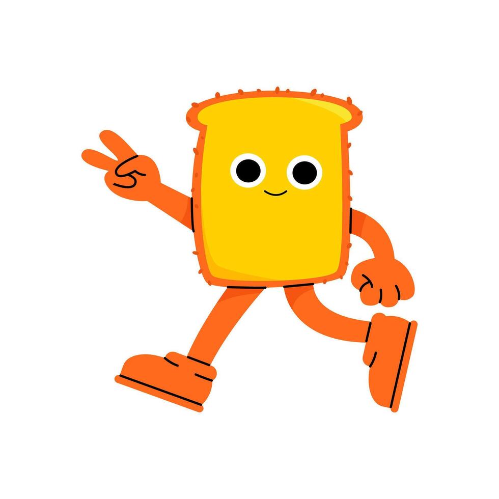 Bread character illustration. Food design for children books. Flat cartoon illustration isolated on white background. vector