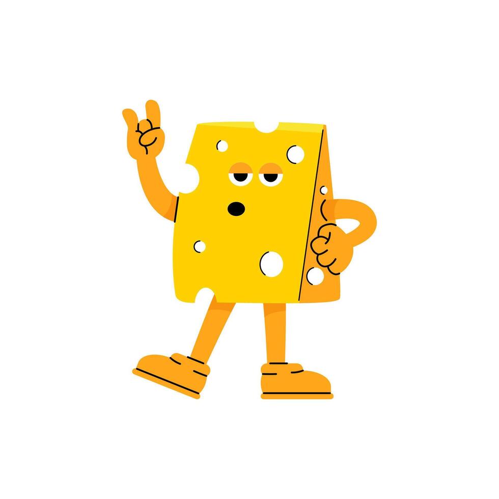 Cheese character illustration. Food design for children books. Flat cartoon illustration isolated on white background. vector