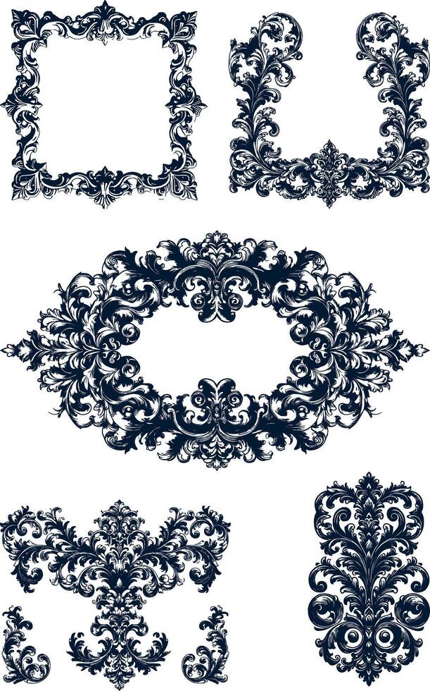 set of ornate frames and borders design vector