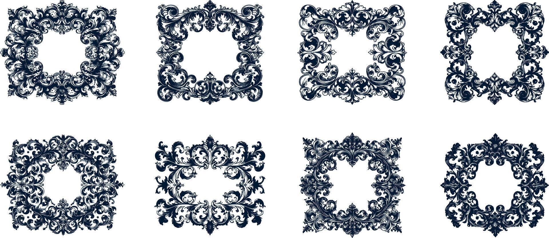 set of vintage frames with ornate designs vector