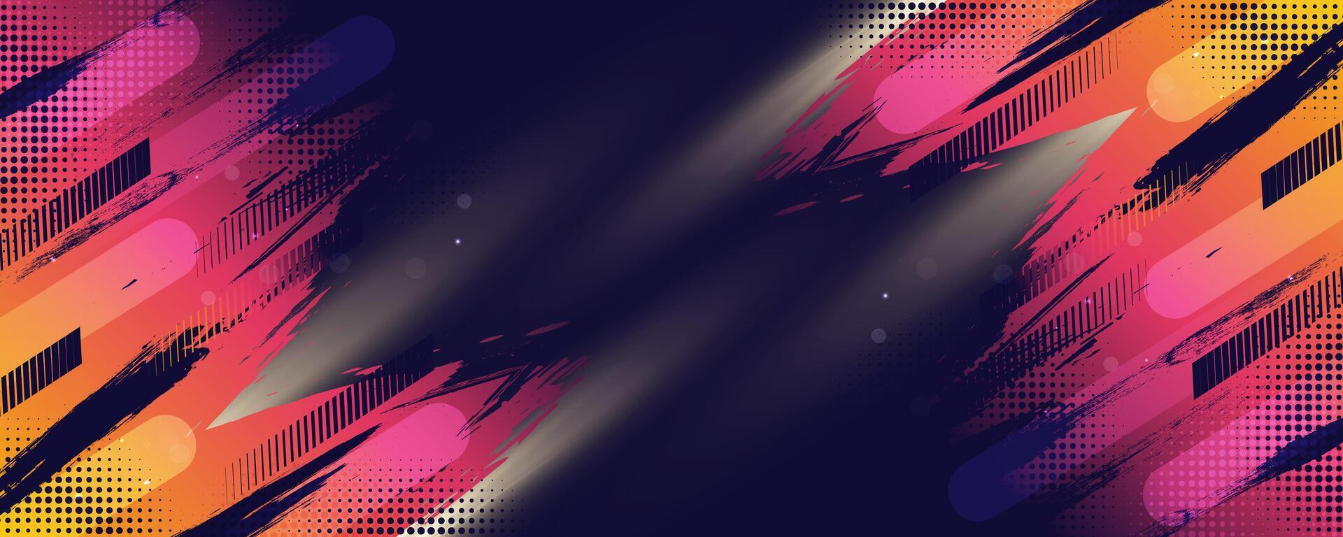 Abstract Colorful Grunge Background with Brush Strokes and Halftone Style. for Sport Banner, Poster or Cover Design vector