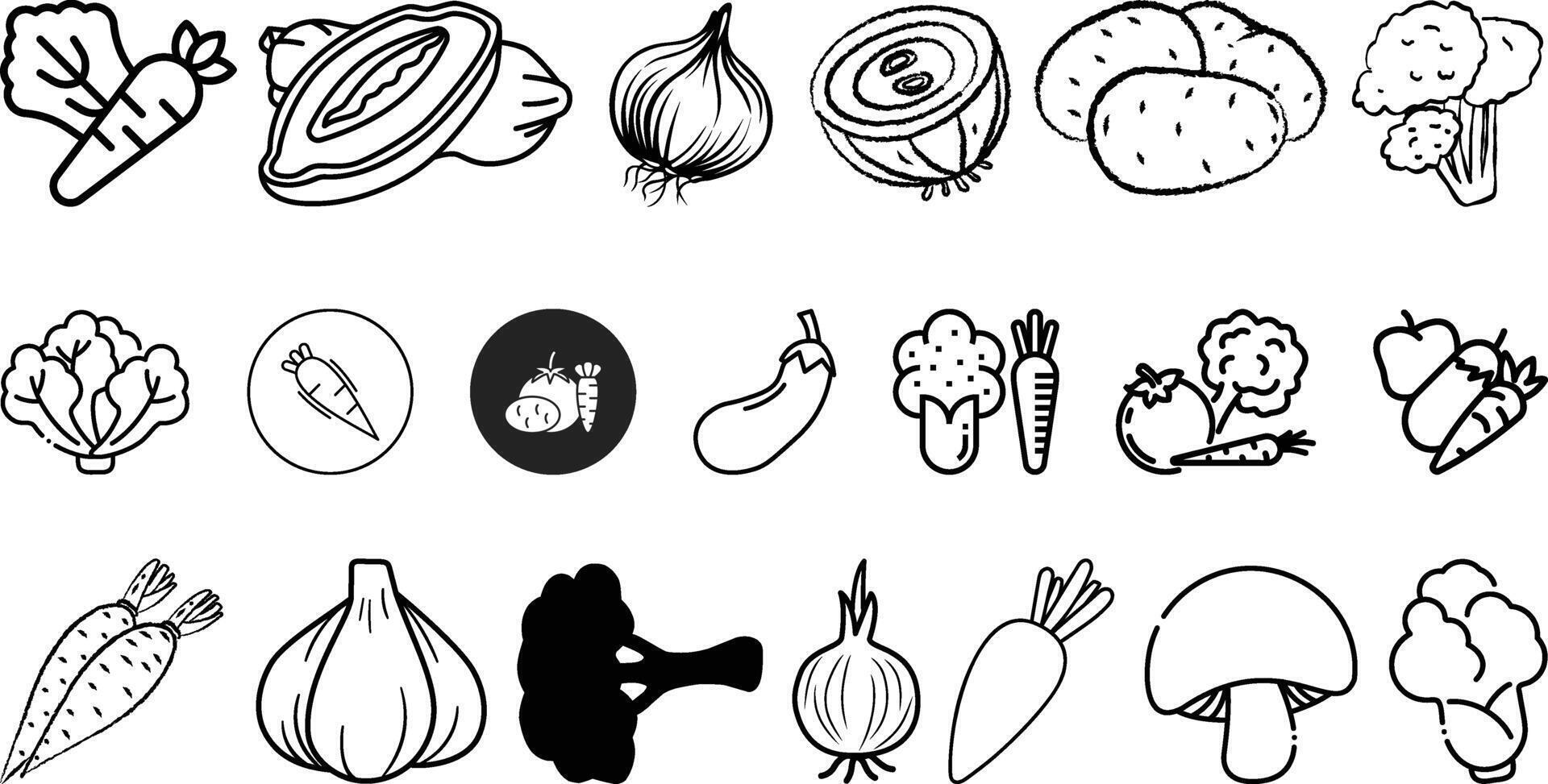 Vegetable icon set collection, vegetable, fresh, organic, farm, vegetarian design. vector