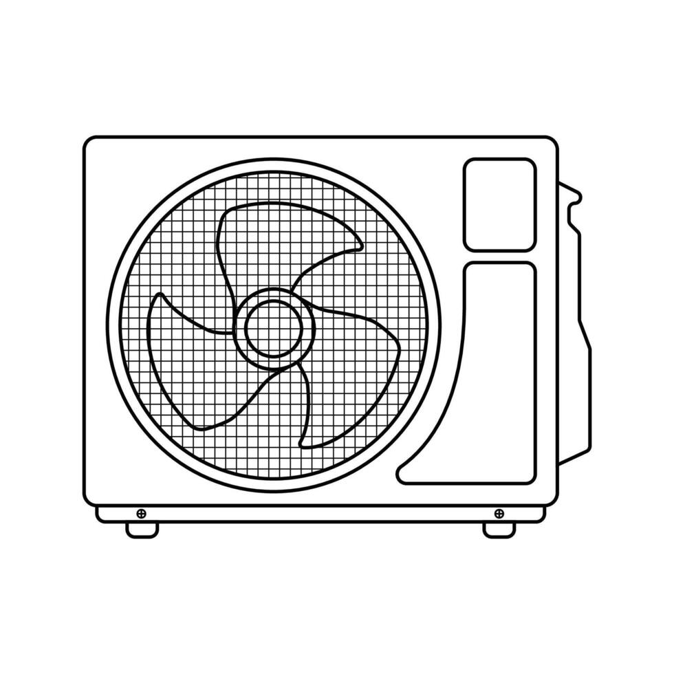 AC Condenser Unit Fan Outline Icon Illustration on White Background vector
