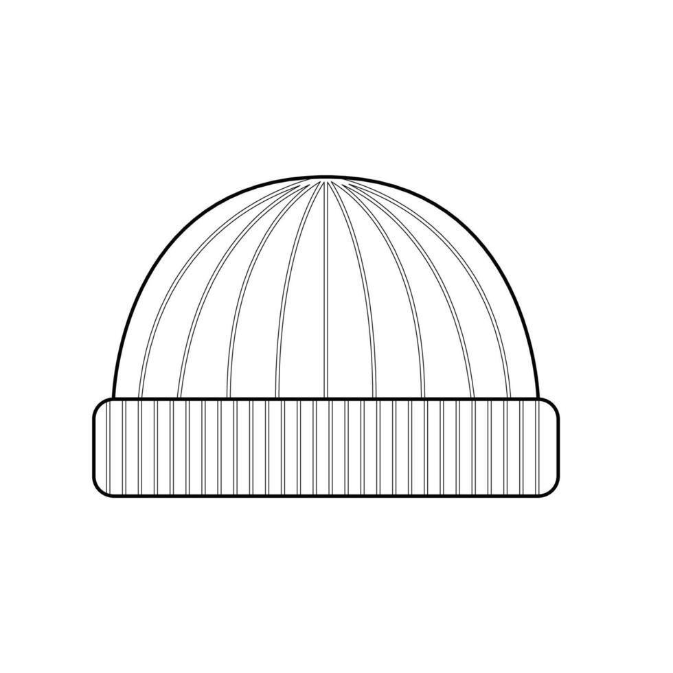 Beanie Hat Outline Icon Illustration on White Background vector