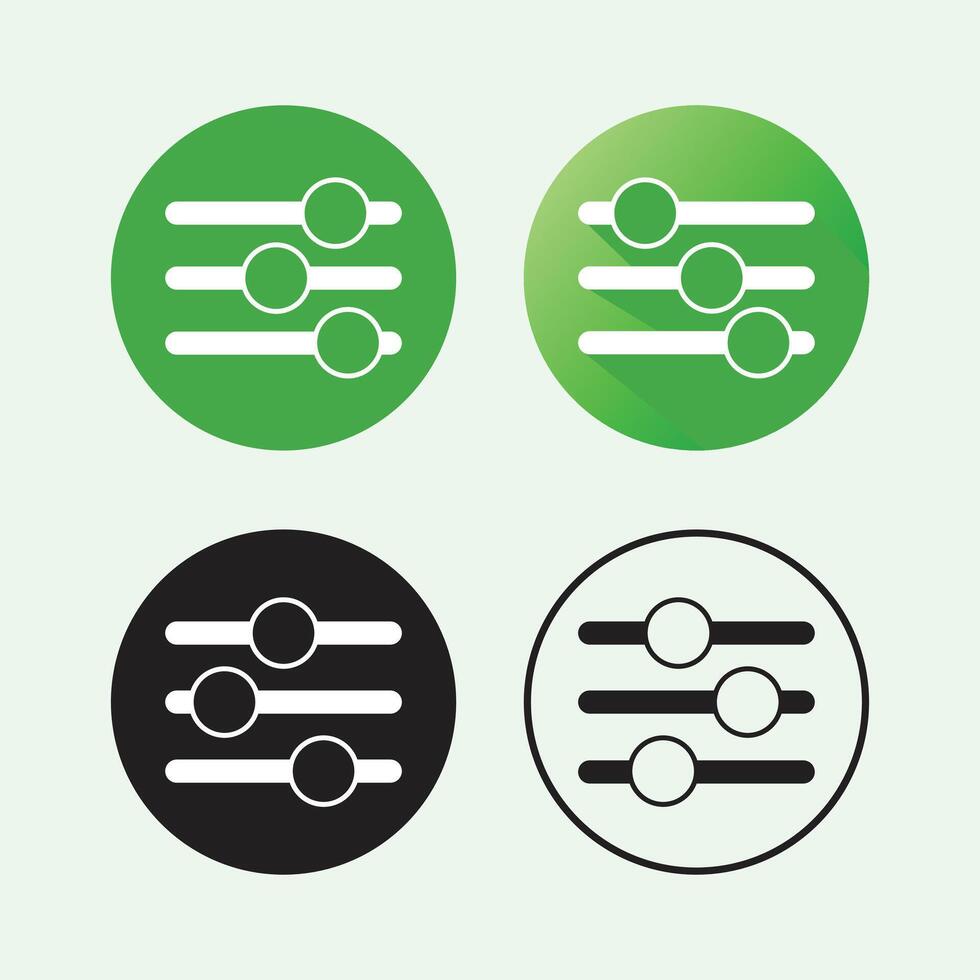 Circular icons representing sliders for adjustments and settings vector
