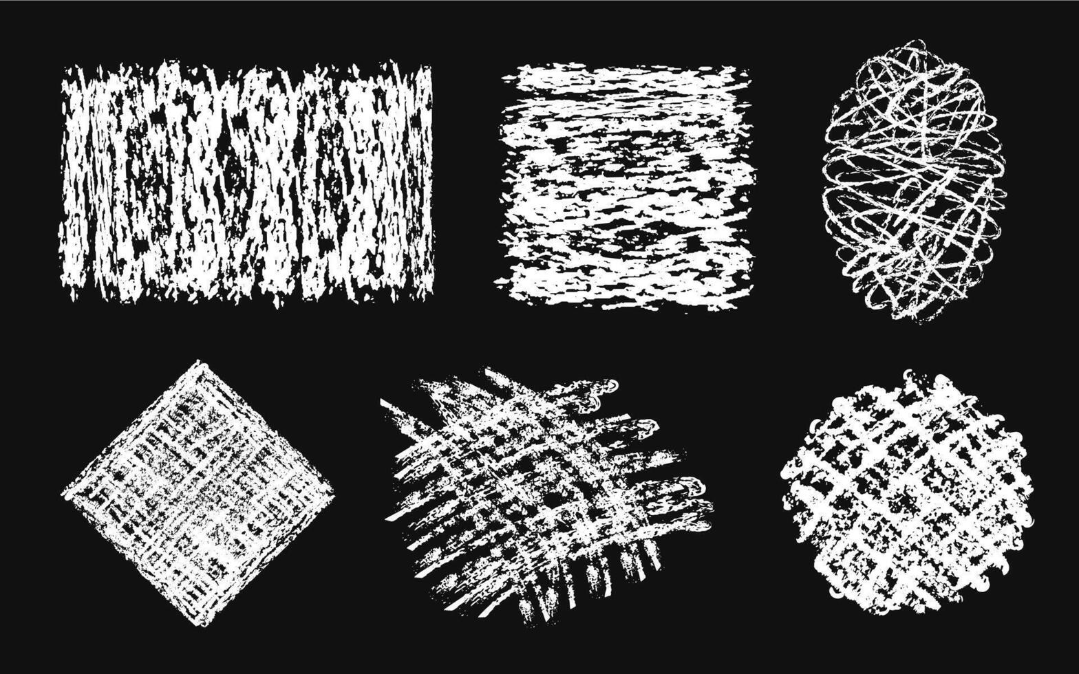 Hatched shapes. Chalk scribble square, crayon scrawl oval, charcoal strokes sketched circle, hand drawn rectangle, shabby rhombus with freehand strokes and cross hatched texture backgrounds set vector