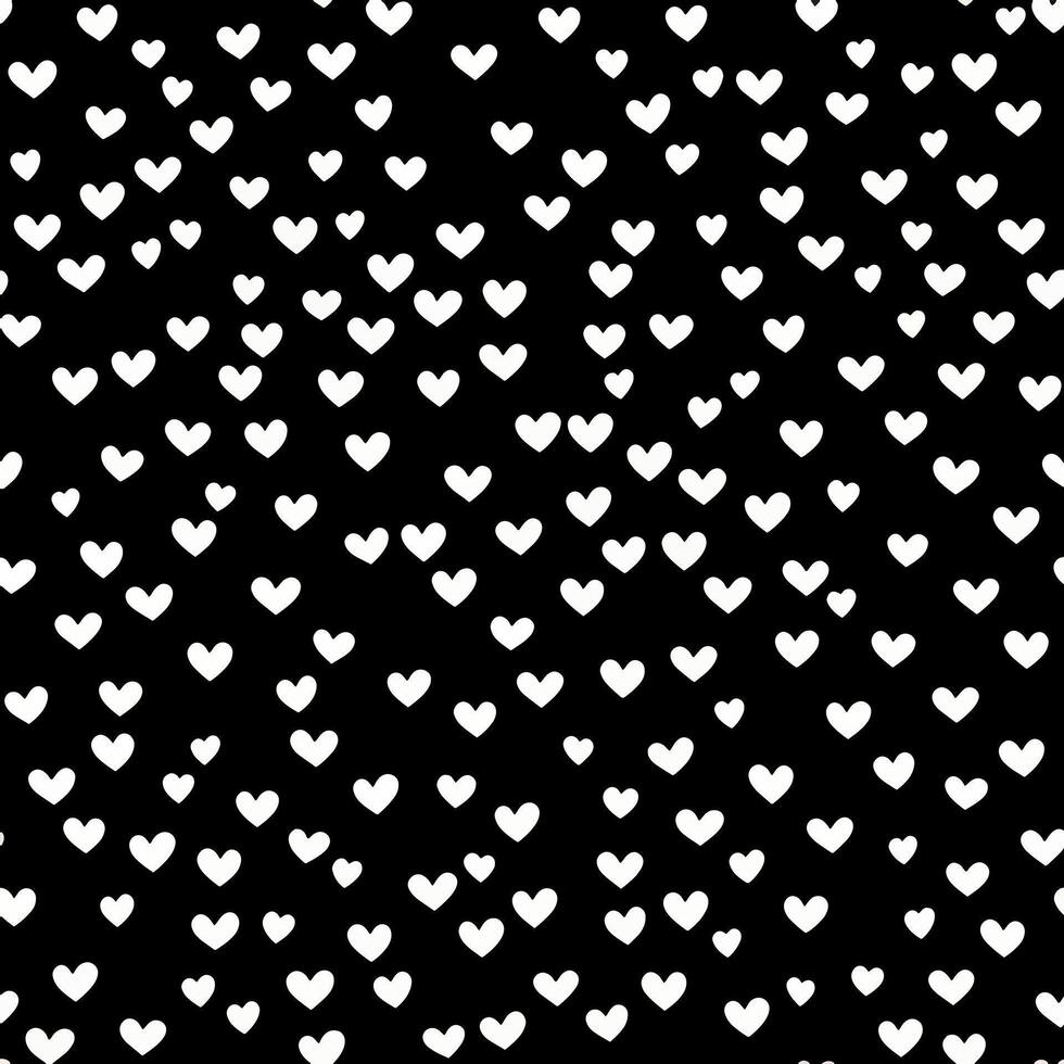 White hearts on a black background, heart seamless pattern illustration, doodle summer, kids and baby designs for print fabric. vector