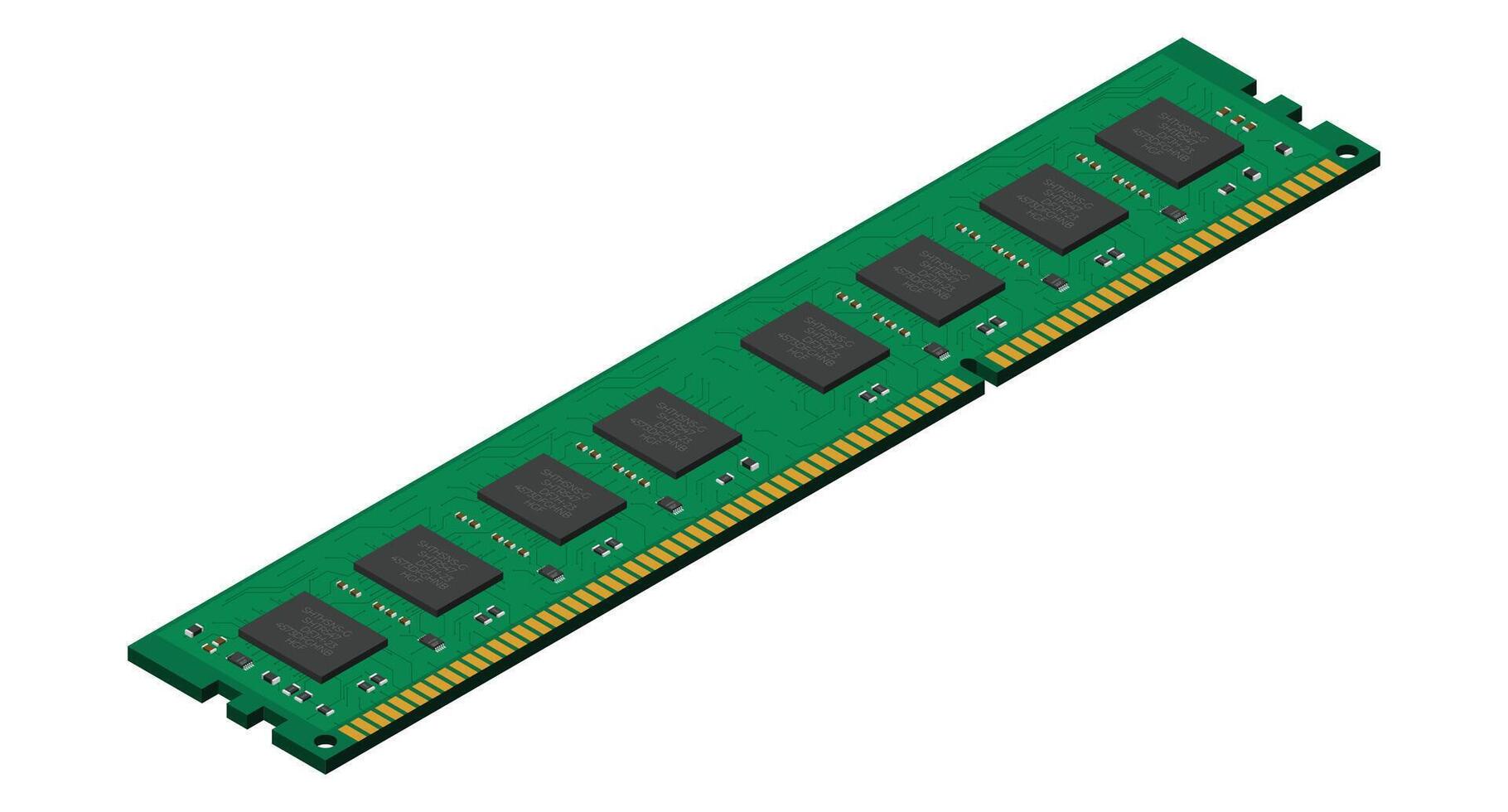 Isometric random access memory. RAM memory realistic 3d isometric. Computer hardware components. illustration, vector