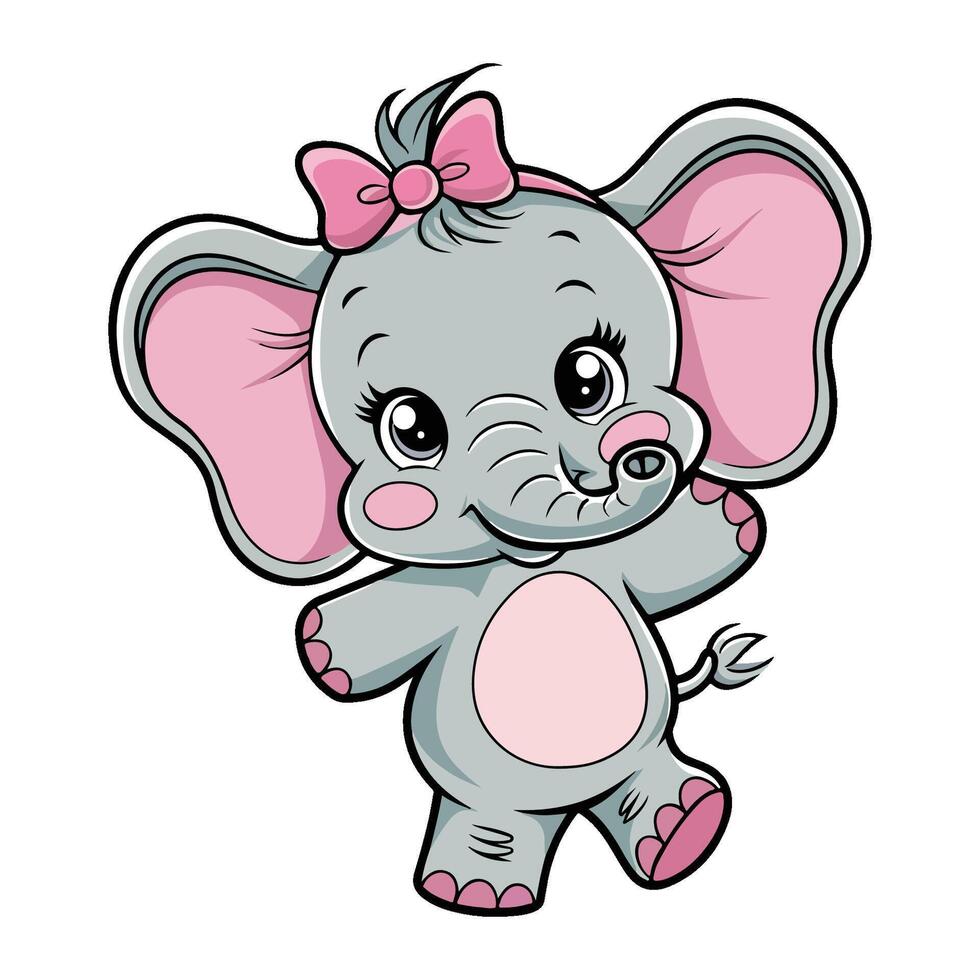 A cheerful baby elephant with big ears and a friendly smile is playing joyfully vector