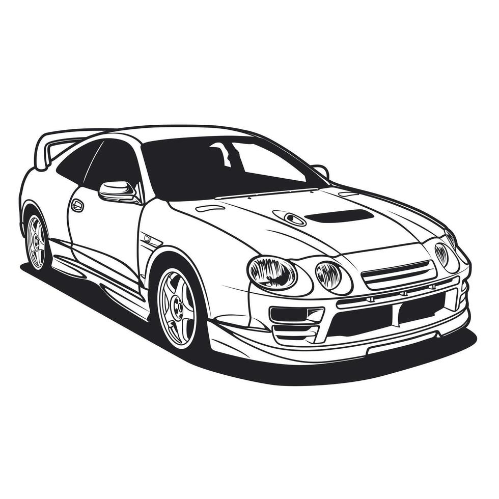 A drawing of a sports car on a white background vector