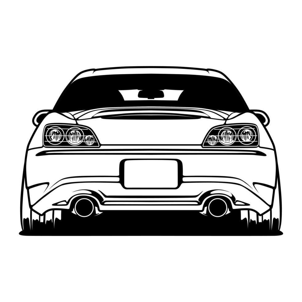 Car rear view silhouette on white background vector