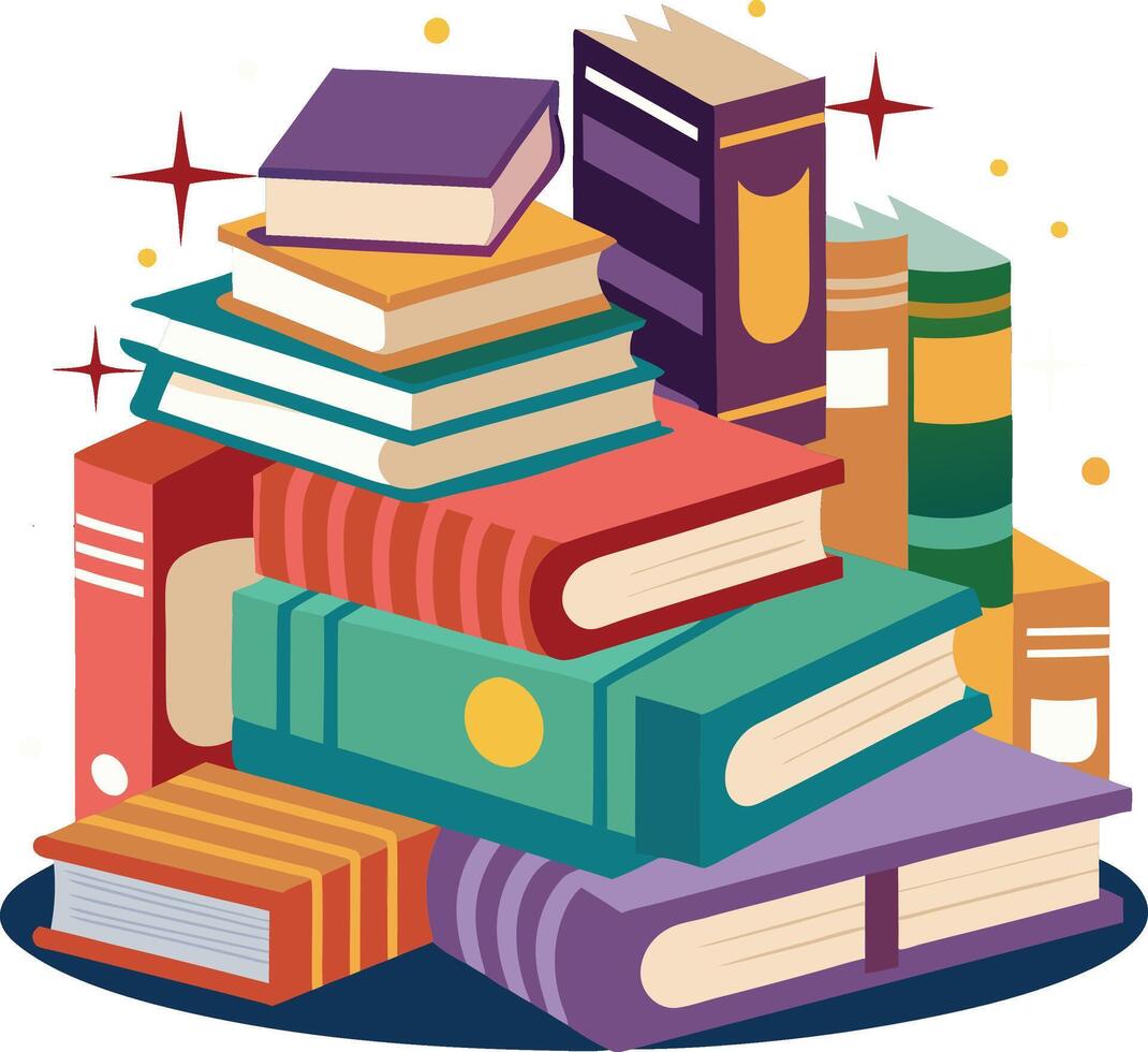 Stack of Colorful Books Illustration for Education, Learning, and Library Branding vector