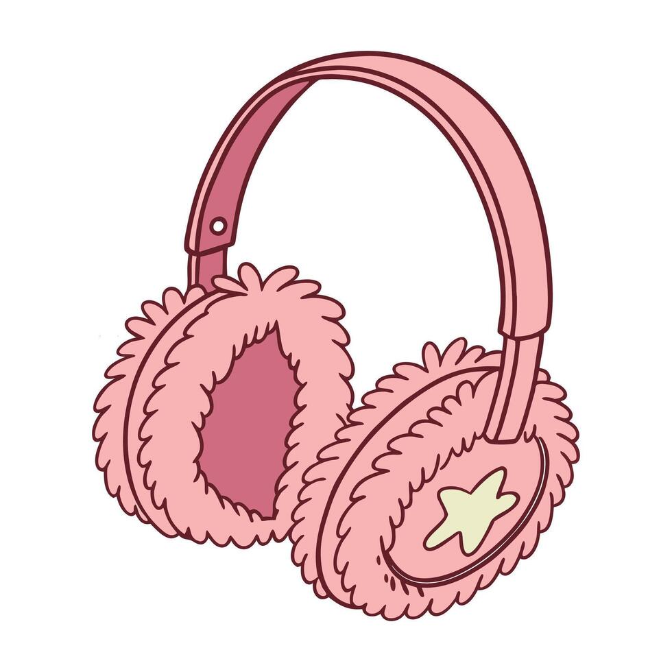 Soft and Warm Pink Earmuffs for Cozy Winter Fashion vector
