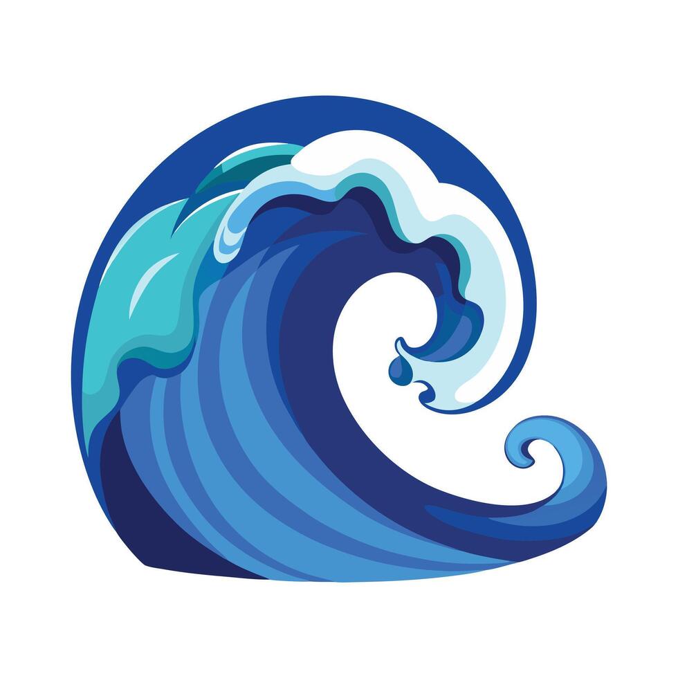 Ocean Wave Illustration with Water Splash Beautiful Nature Artwork for Beach Surf a Themes vector