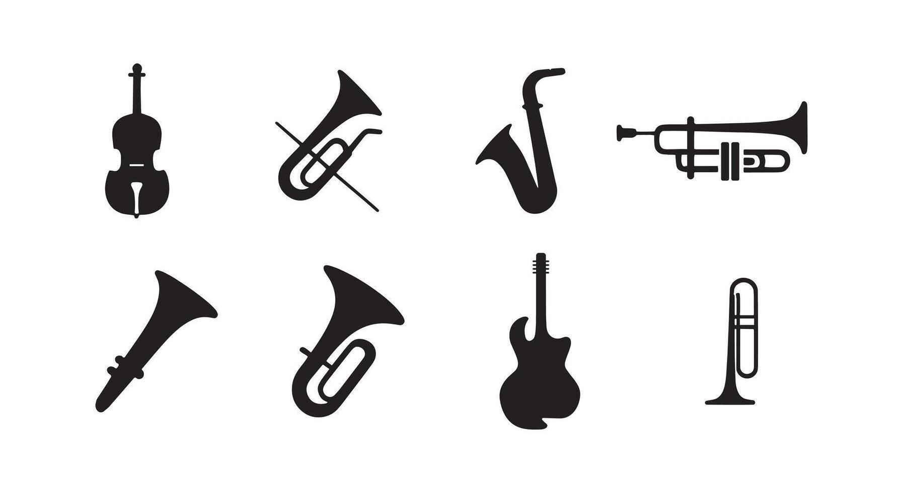 Musical Instrument and Sound Equipment Silhouettes for Music Design vector