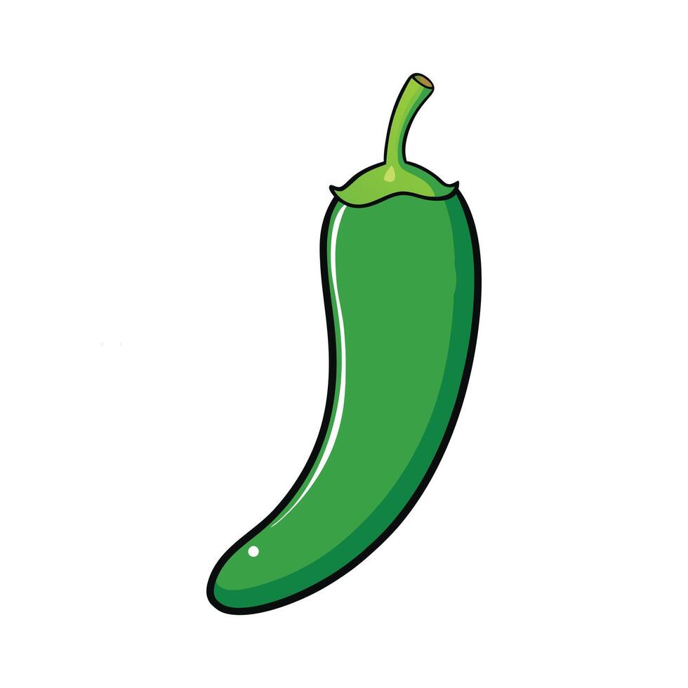 single Green Chili Peppers for Cooking and Food Art with Realistic Details vector