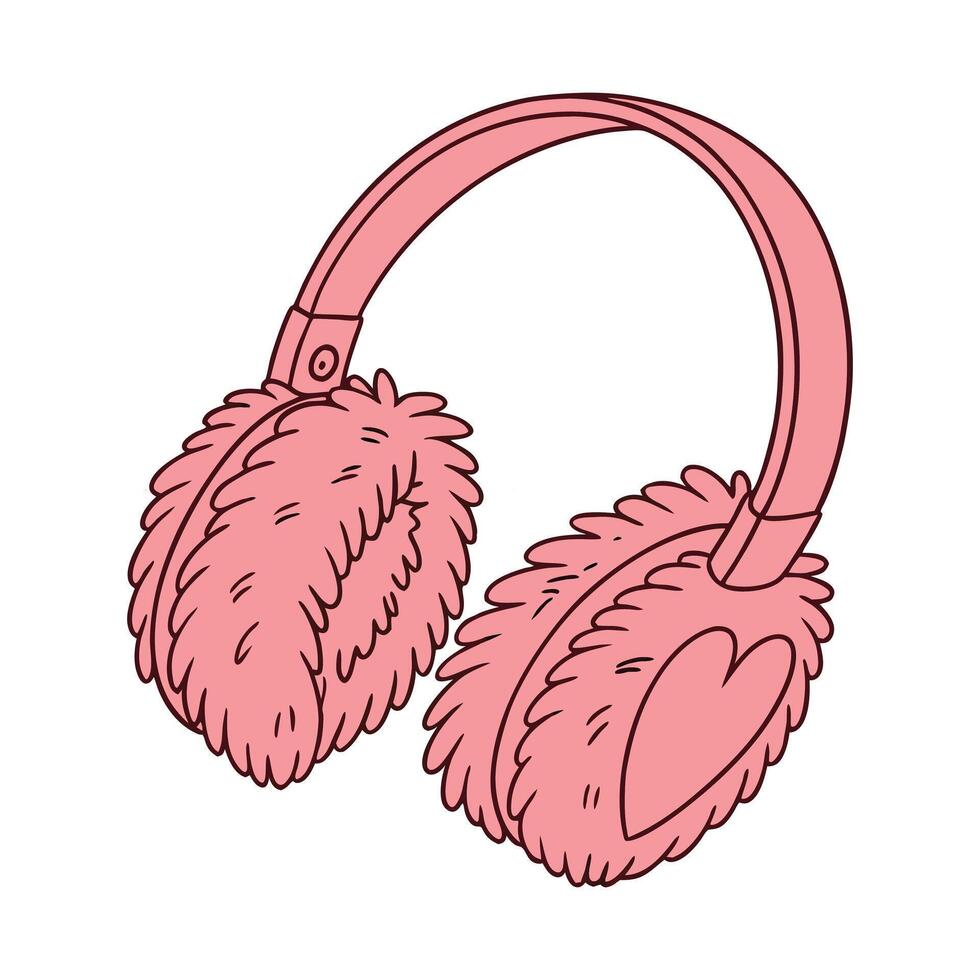 Pink Fluffy Winter Earmuffs for Cold Weather Fashion vector