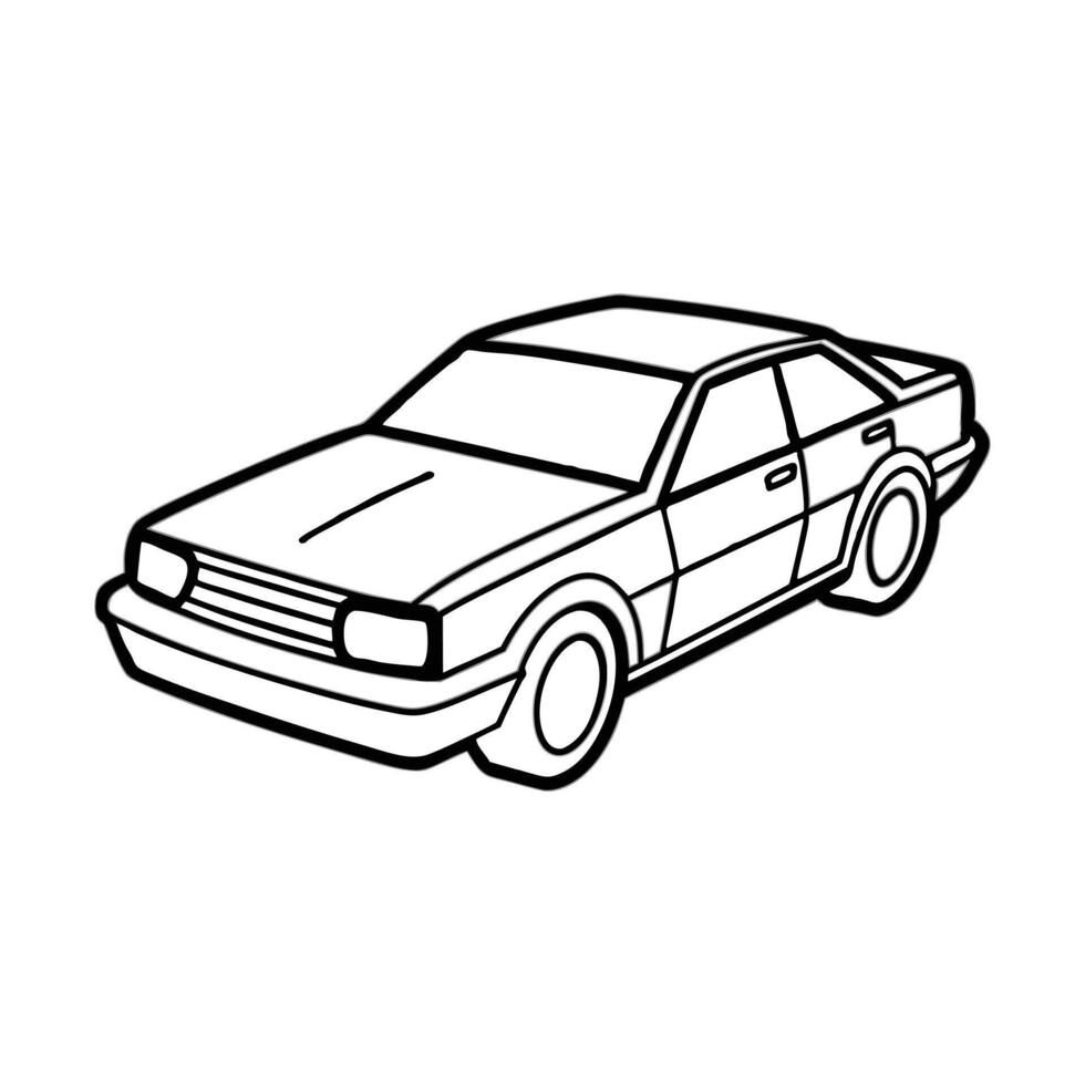 Simple Car outline Illustration in Black and White for Transportation and Automotive Designs vector