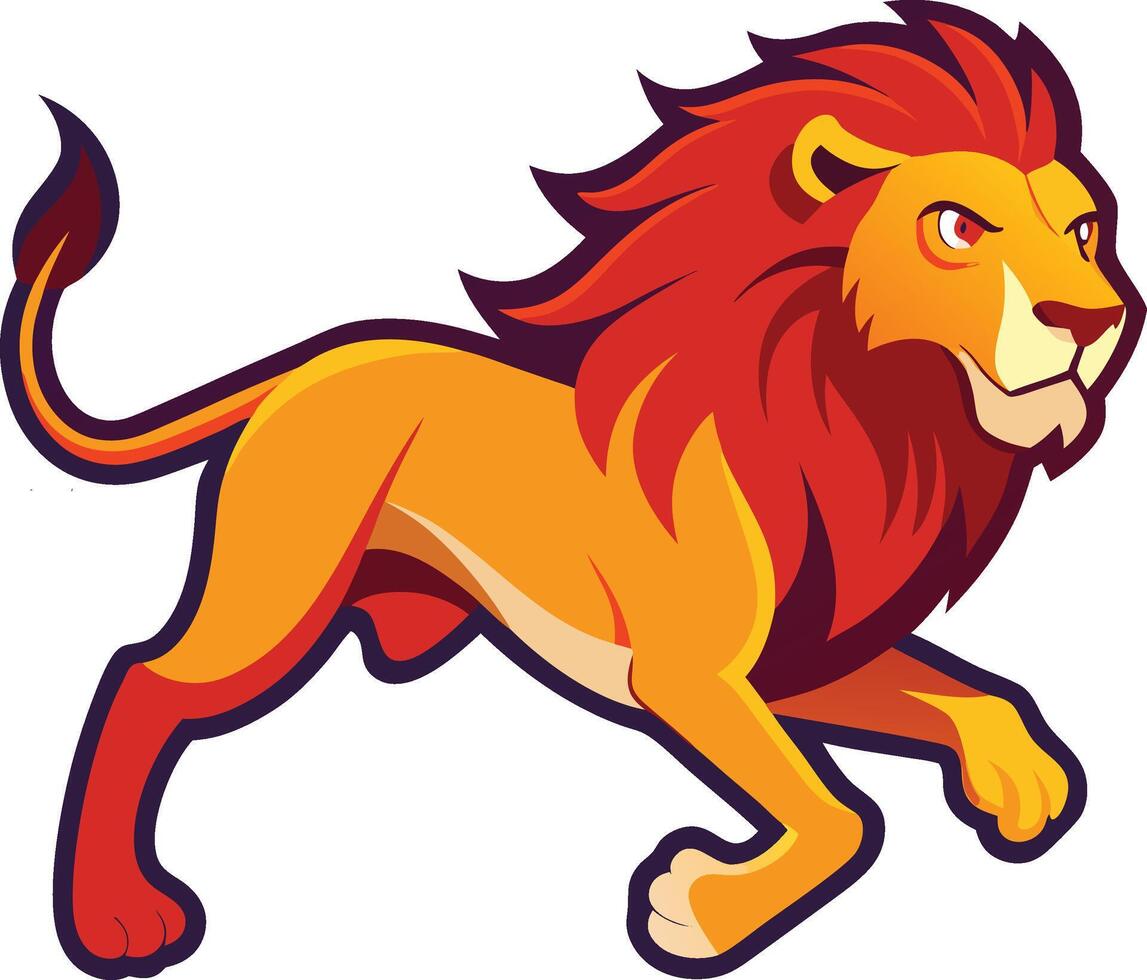 Dynamic Running Lion Logo with a Fiery Mane for Sports, Wildlife, and Branding Designs vector