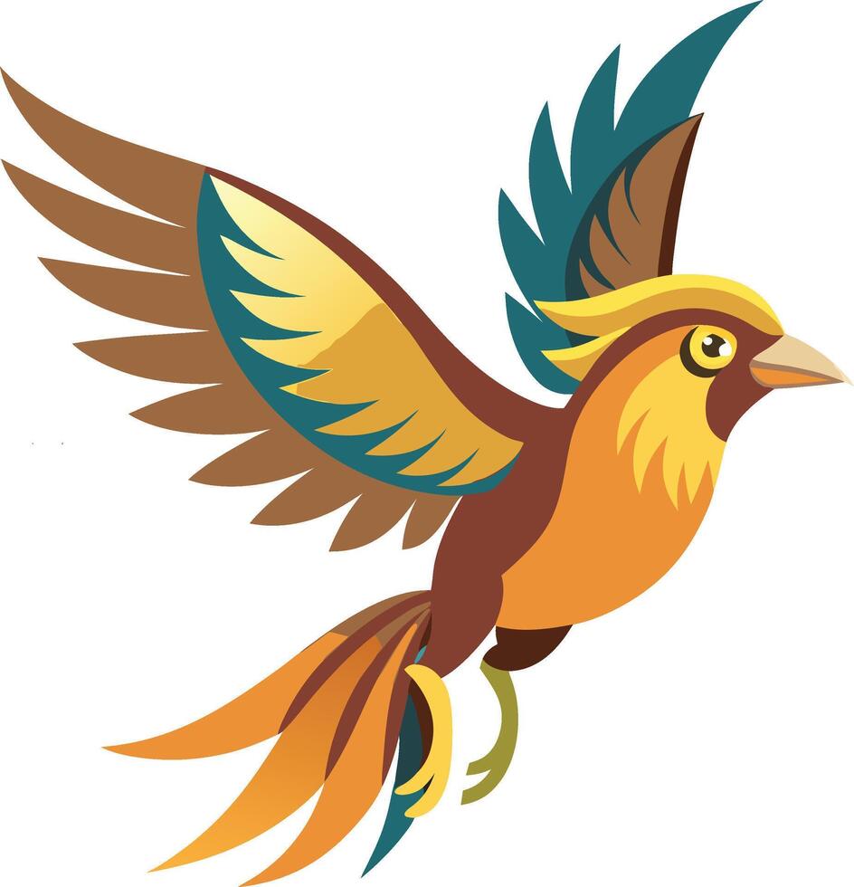 Majestic Bird with Open Wings Hand Drawn Artistic Illustration for Wildlife and Sky Themes vector