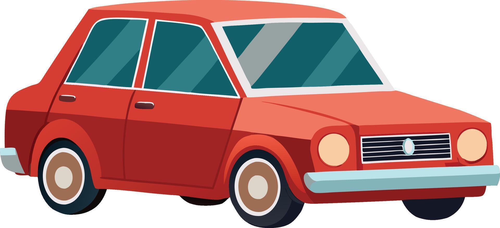 Classic Vintage red Car Hand-Drawn Illustration for Retro, Travel, and Automotive Designs vector