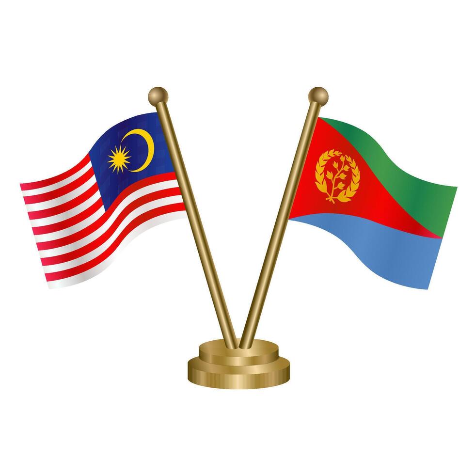 Malaysia and Eritrea table flag. vector
