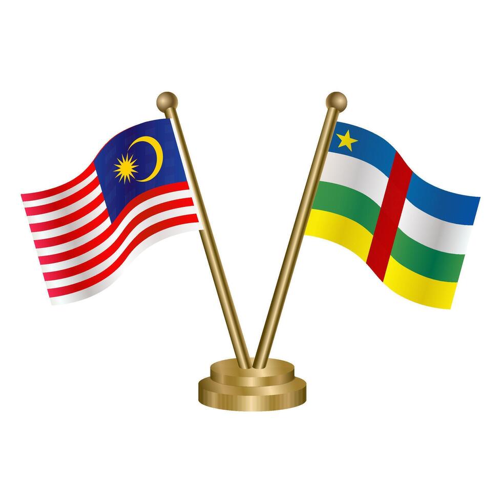 Malaysia and Central African Republic table flag. vector