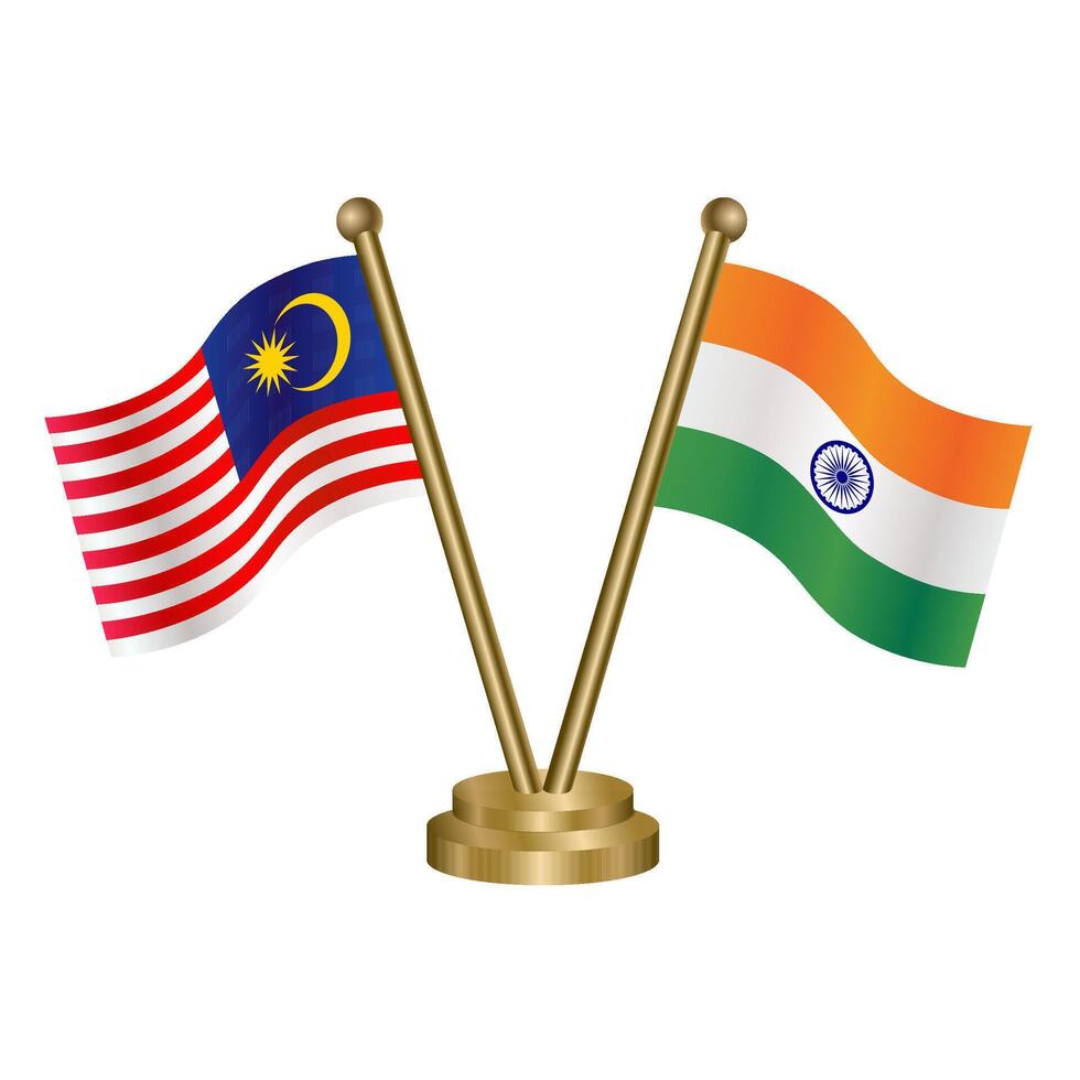 Malaysia and India table flag. vector