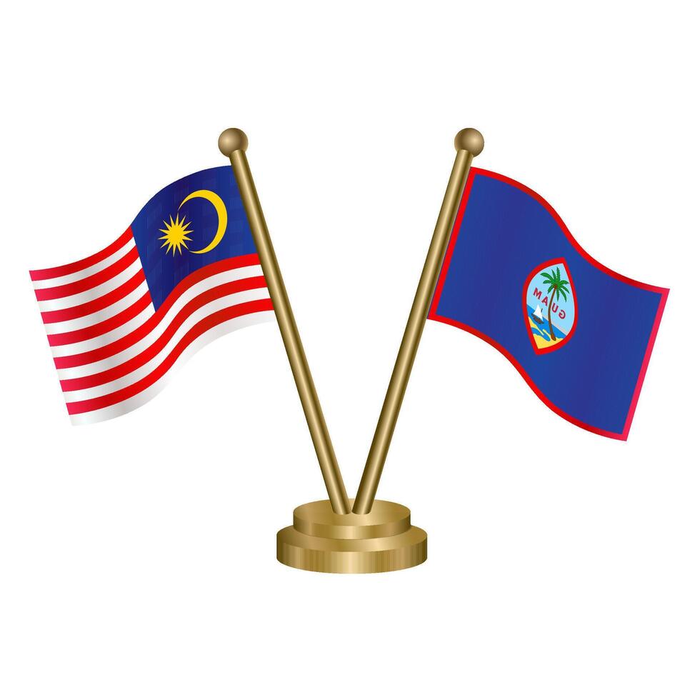 Malaysia and Guam table flag. vector