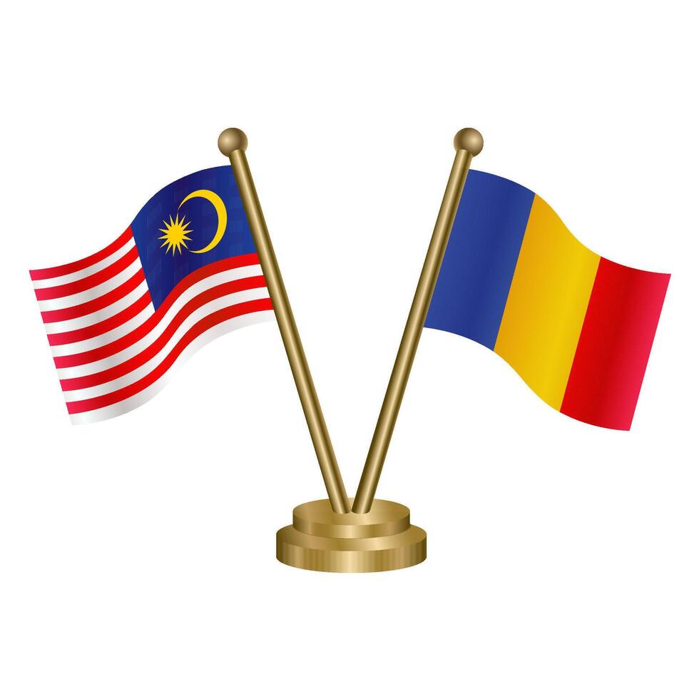 Malaysia and Chad table flag. vector