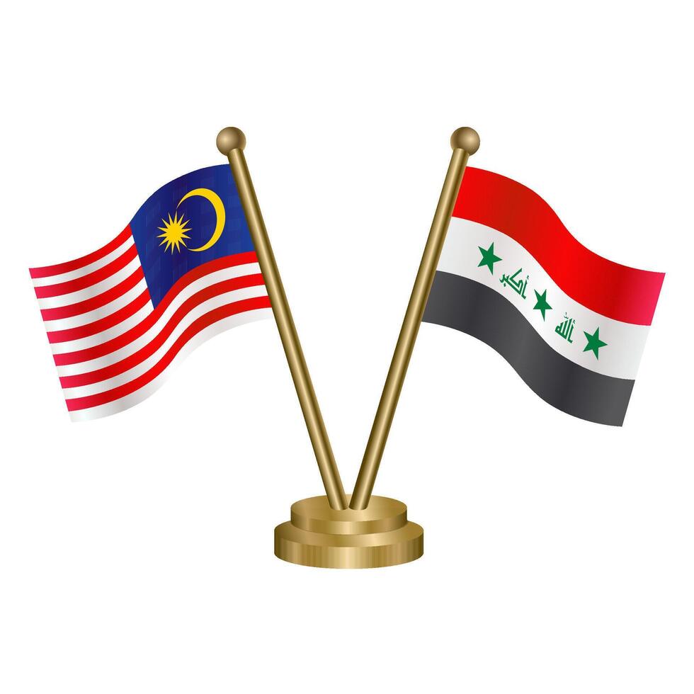 Malaysia and Iraq table flag. vector
