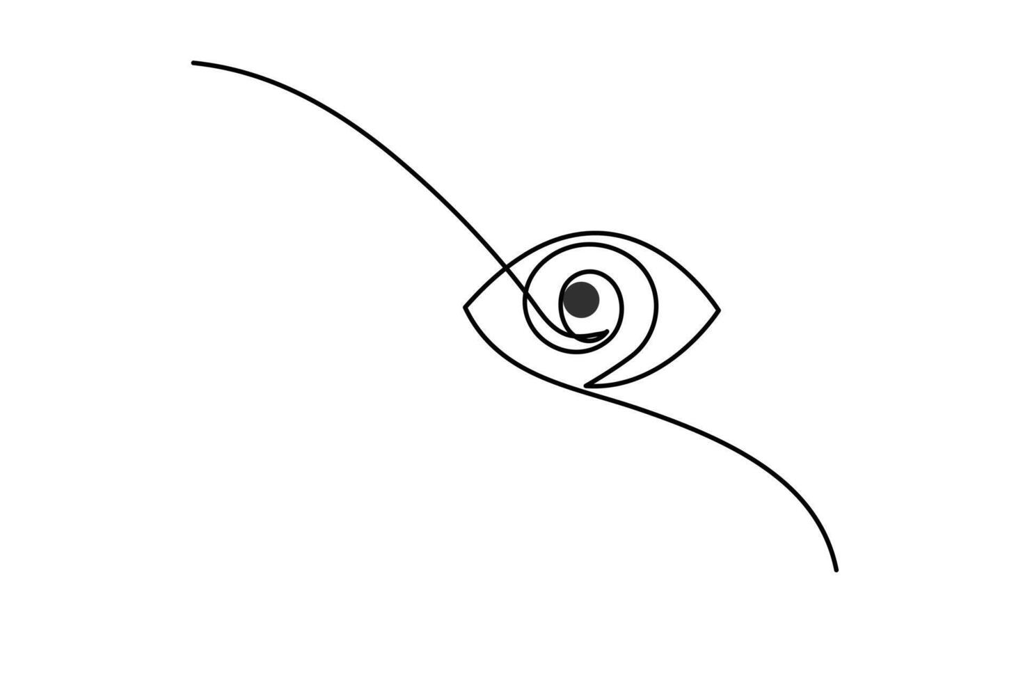 Continuous one line art drawing of eye icon design vector