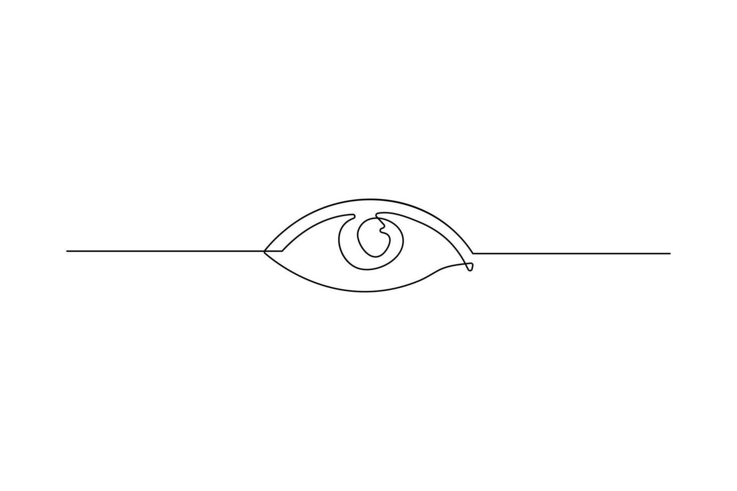 Continuous single line eye drawing of Hand drawn outline minimalist style vector