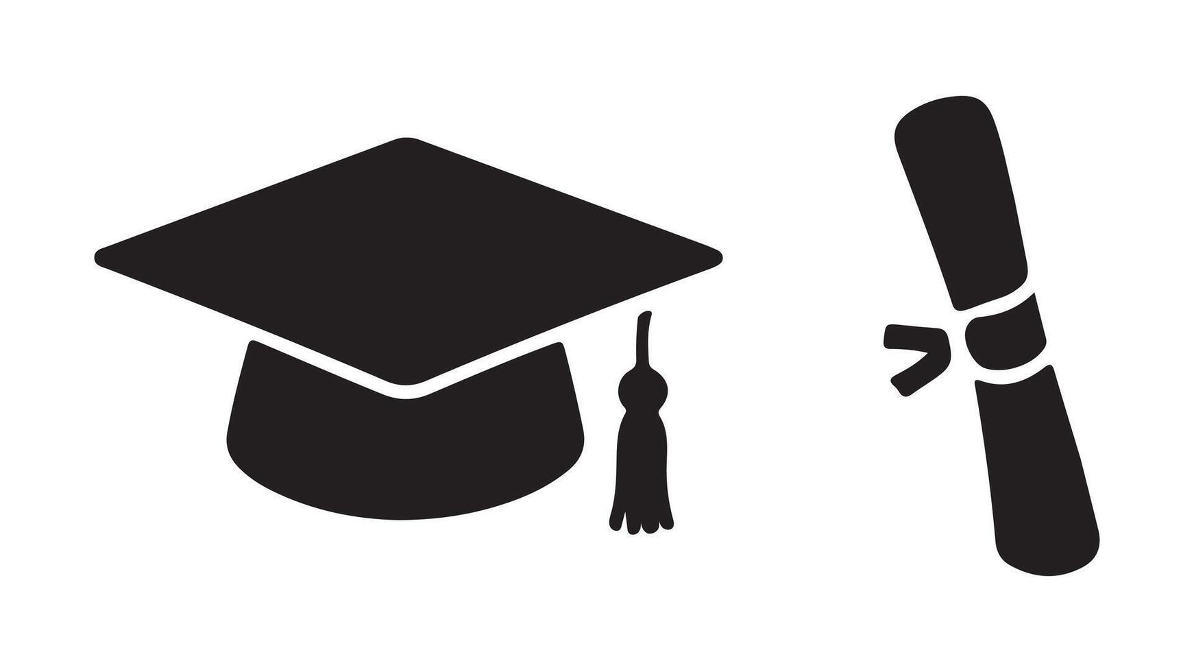 Graduation cap and diploma illustration, symbolizing academic achievement and success vector