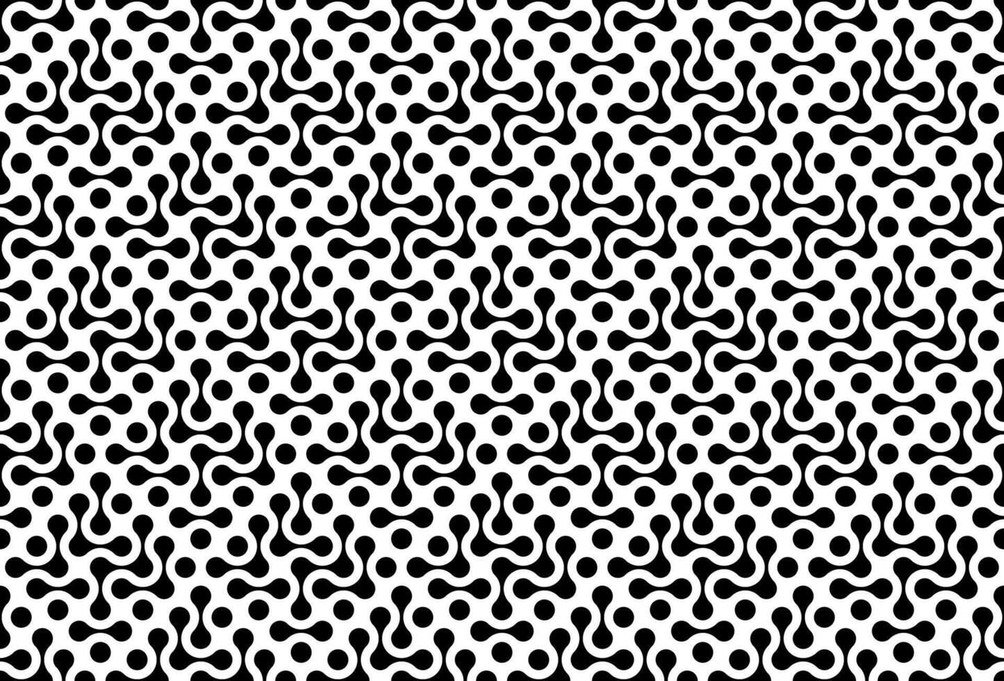 Seamless technology connection pattern design, fluid transition signs, integration abstract symbols. circles point movement in black color isolated on white background vector