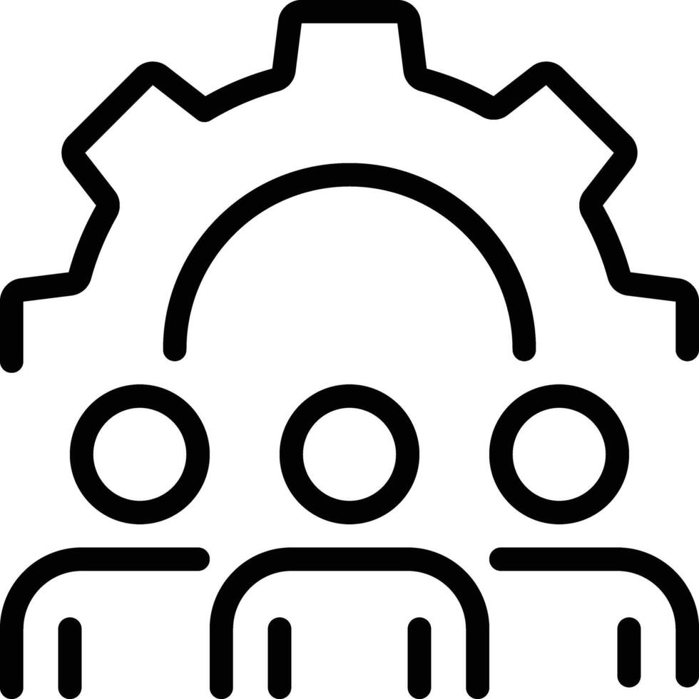People Icons Line Work Group Team Business, A group of people are standing around a gear vector