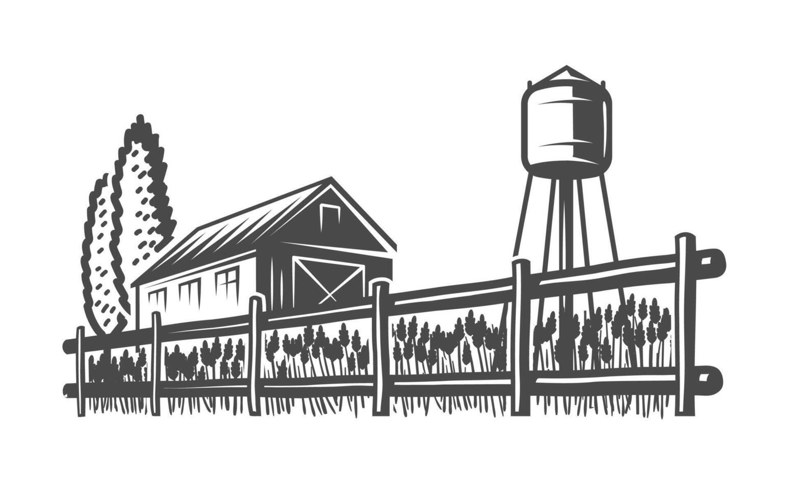 Landscape and village farm icon isolated on white background vector